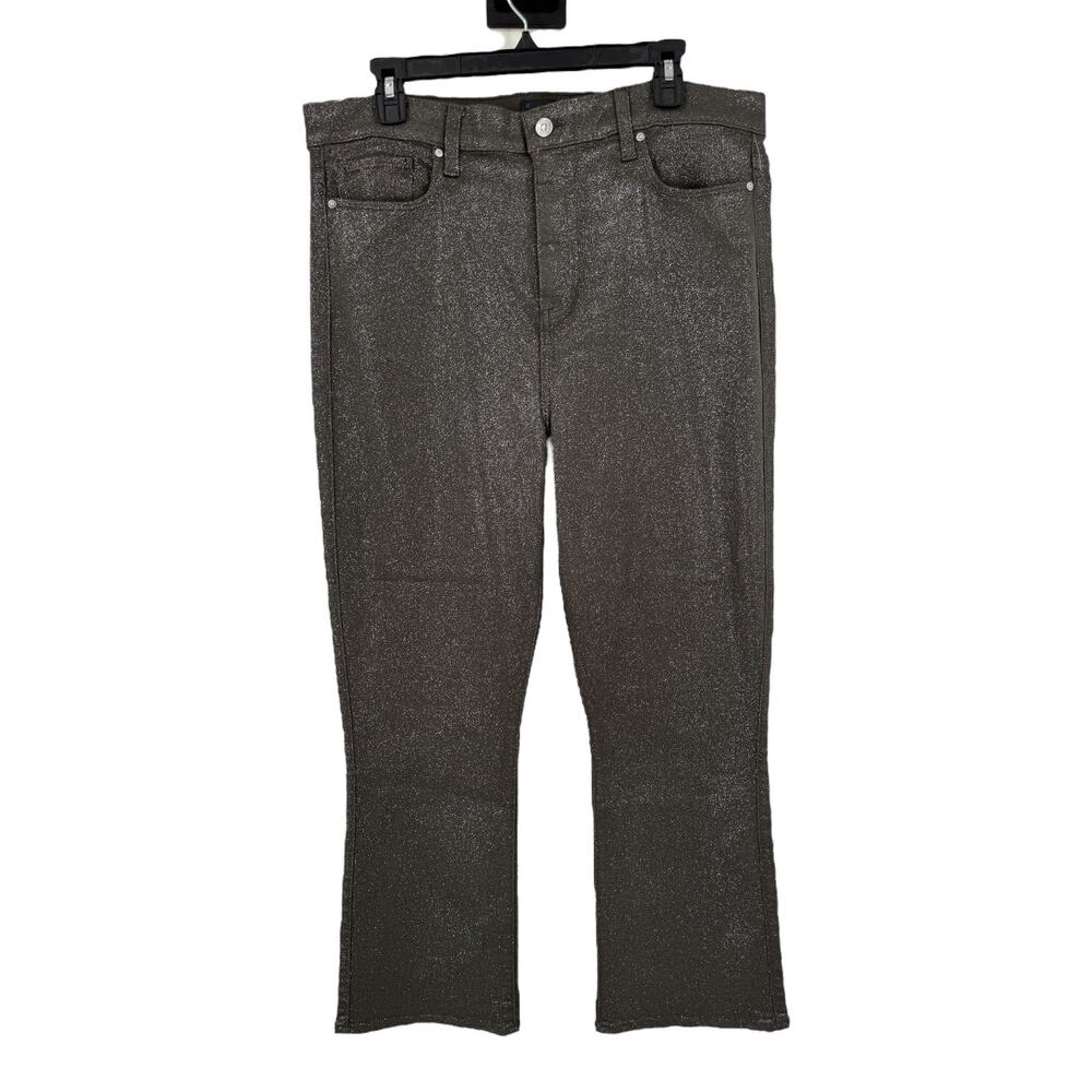 Paige Claudine Cropped Flare Pants Dark Taupe Glitter size 33